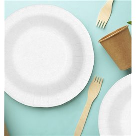 Plato Hondo de Cartón Antigrasa Blanco Ø19cm 250g/m² (50 Uds)