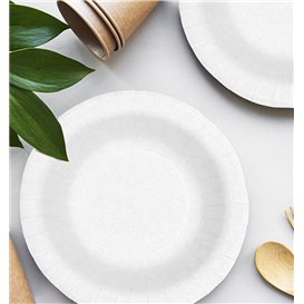 Plato Hondo de Cartón Antigrasa Blanco Ø19cm 250g/m² (50 Uds)