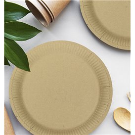 Plato de Cartón Redondo “Radial” Kraft Ø23cm 200gr/m² (50 Uds)