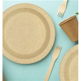 Plato de Cartón Redondo Antigrasa Kraft Ø18cm 195g/m² (50 Uds)