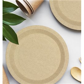 Plato de Cartón Redondo Antigrasa Kraft Ø22cm 195g/m² (50 Uds)