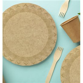 Plato de Cartón Kraft "Flower" Ø23cm 245g/m² (50 Uds)