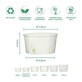 Tarrina de Cartón para Helados Ecológica 140ml (60 Uds)