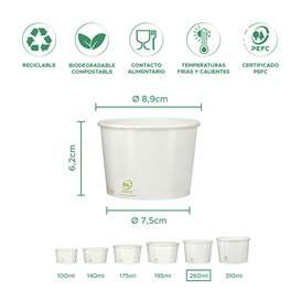 Tarrina de Cartón para Helados Ecológica 260ml (55 Uds)