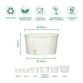Tarrina de Cartón para Helados Ecológica 195ml (45 Uds)