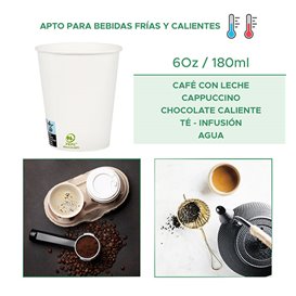 Vaso Cartón 6Oz/180ml Blanco Ø7,0cm (3000 Uds)