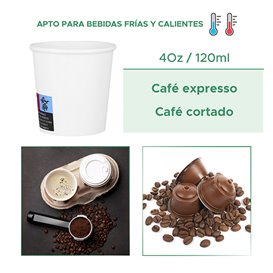 Vaso Cartón ECO 4 Oz/120ml Blanco Ø6,2cm (100 Uds)