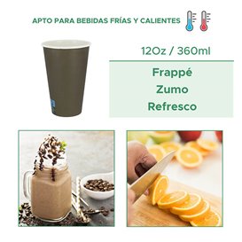 Vaso Cartón 12Oz/360ml Marrón Ø8,0cm (2.000 Uds)