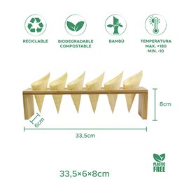 Soporte de Bambú con Conos 33,5x6x8cm (1 Ud)