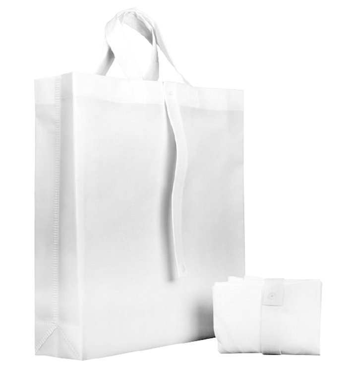 Bolsa Tela TNT PREMIUM Plegable Blanca 40+15x40cm (25 Uds)