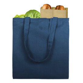 Bolsa Algodón Asa Larga Azul Marino 38x42cm (200 Uds)