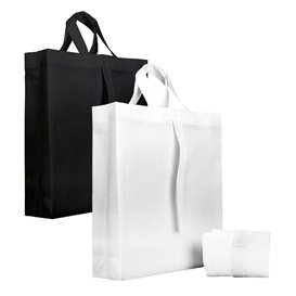 Bolsa Tela TNT PREMIUM Plegable Negra 40+15x40cm (150 Uds)