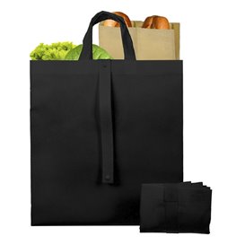 Bolsa Tela TNT PREMIUM Plegable Negra 40+15x40cm (150 Uds)