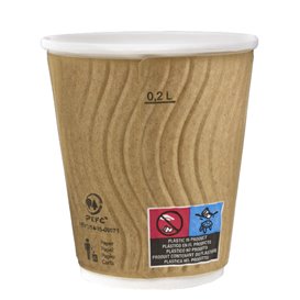 Vaso Cartón Rizado Kraft 9Oz/270ml Ø8,0cm (1.050 Uds)