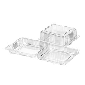 Envase Tapa Bisagra Repostería PET 22x22x8cm (220 Uds)