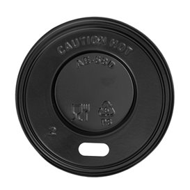 Tapa Travel con Agujero PS para Vaso Cartón Negra Ø5,8cm (100 Uds)