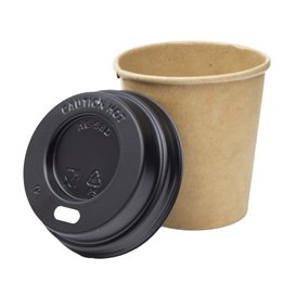 Tapa Travel con Agujero PS para Vaso Cartón Negra Ø5,8cm (100 Uds)