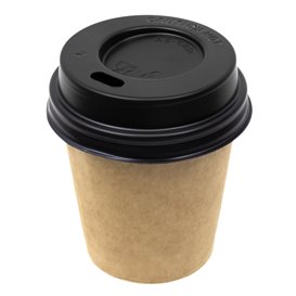 Tapa Travel con Agujero PS para Vaso Cartón Negra Ø5,8cm (100 Uds)