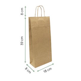 Bolsa Papel Kraft para Botellas Asas 18+8x39cm (250 Uds)