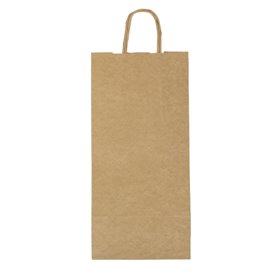 Bolsa Papel Kraft para Botellas Asas 18+8x39cm (25 Uds)