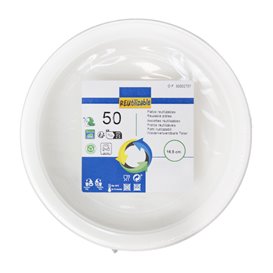 Plato Llano Reutilizable Económico PS Blanco Ø16,5cm (50 Uds)