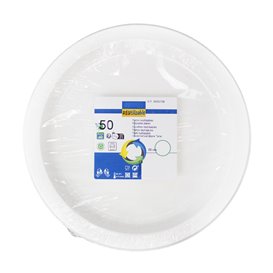 Plato Llano Reutilizable Económico PS Blanco Ø22cm (50 Uds)