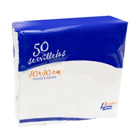 Servilleta de Papel Punta-Punta 40x40cm 2C Blanca (50 Uds)