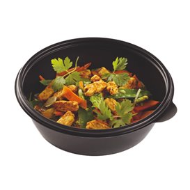Tarrina de Plástico PP Negro 1000ml Ø19cm (50 Uds)