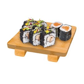 Bandeja de Bambú para Sushi 15x15x2,5cm (40 Uds)