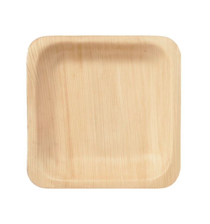 Plato de Madera Cuadrado 9x9cm (25 Uds)