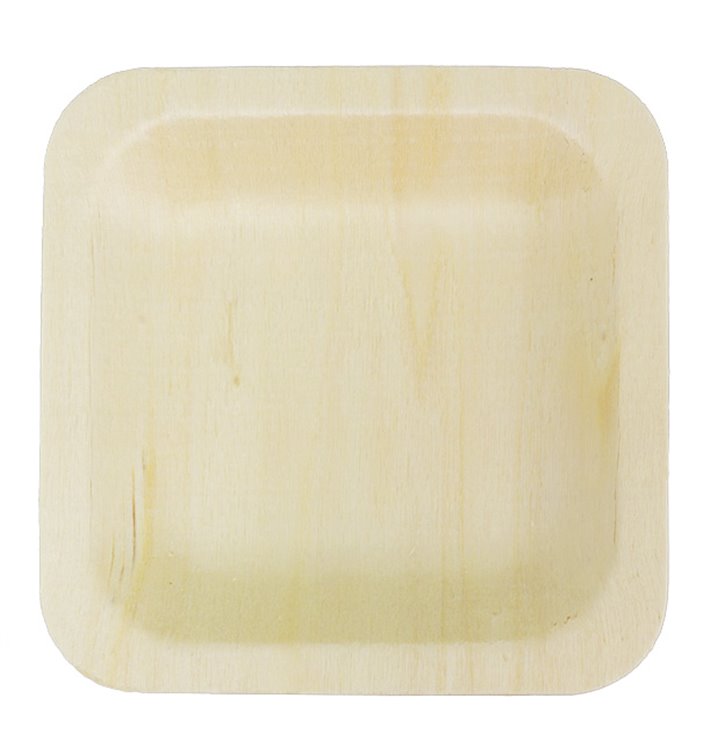 Plato de Madera Cuadrado 9x9cm (25 Uds)
