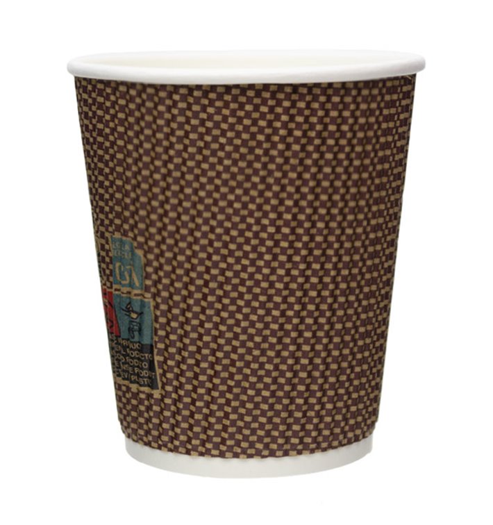 Vaso Cartón Rizado Kraft 8Oz/230ml Ø8,0cm (25 Uds)