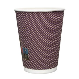 Vaso Cartón Rizado Kraft 12Oz/340ml Ø8,0cm (25 Uds)