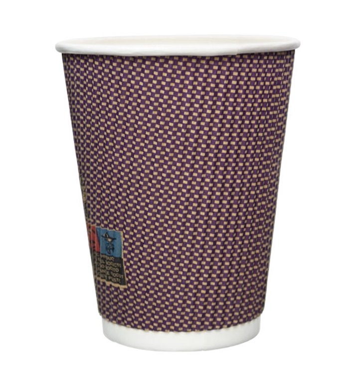 Vaso Cartón Rizado Kraft 12Oz/340ml Ø8,0cm (25 Uds)