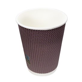 Vaso Cartón Rizado Kraft 12Oz/340ml Ø8,0cm (25 Uds)