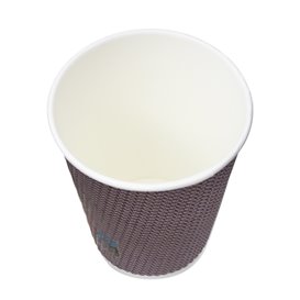 Vaso Cartón Rizado Kraft 12Oz/340ml Ø8,0cm (25 Uds)