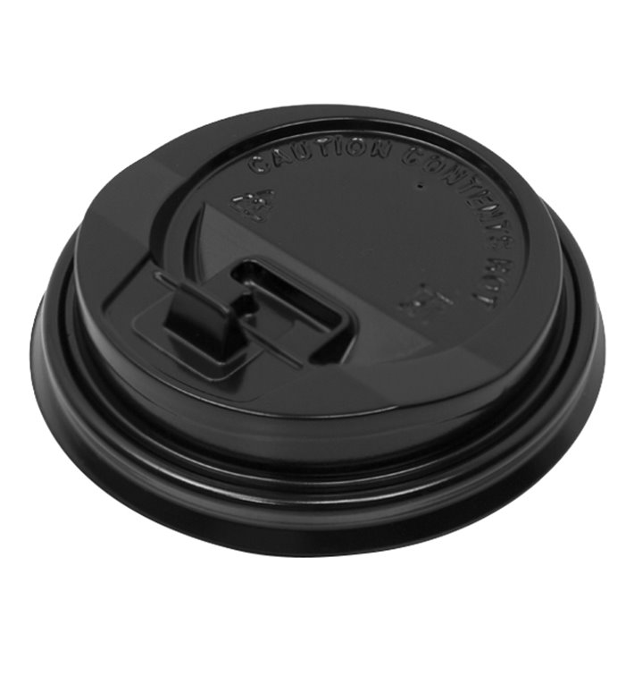 Tapa SIP de PS para Vaso Cartón Negra Ø7,3cm (50 Uds)