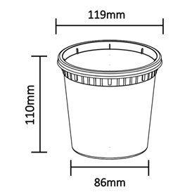 Envase de Plástico PP “Deli Range” Transparente con Tapa 720ml (240 Uds)