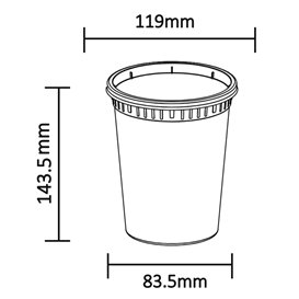 Envase de Plástico PP “Deli Range” Transparente con Tapa 960ml (40 Uds)