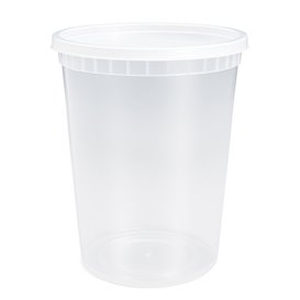 Envase de Plástico PP “Deli Range” Transparente con Tapa 960ml (40 Uds)