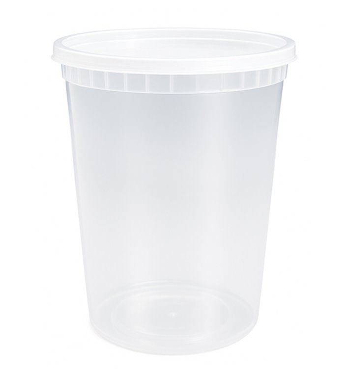 Envase de Plástico PP “Deli Range” Transparente con Tapa 960ml (40 Uds)