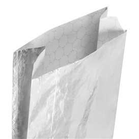 Bolsa de Papel Aluminio Antigrasa Plata 26+5x10,3cm (250 Uds)
