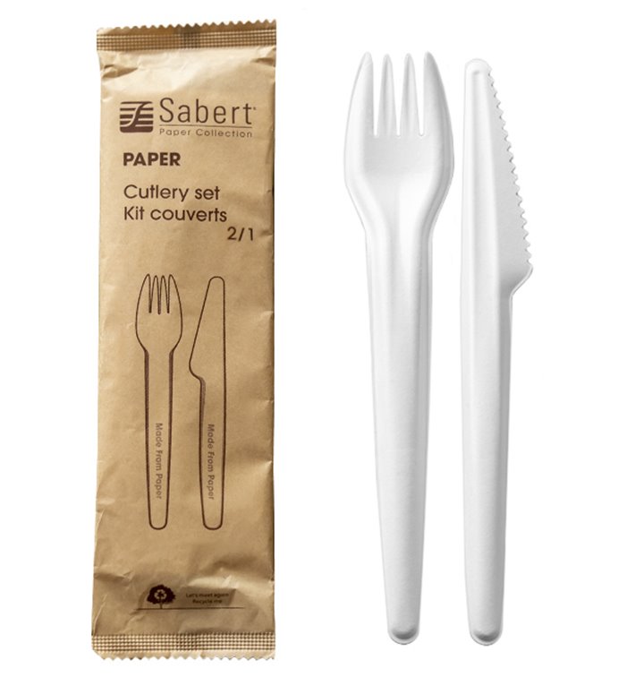 Set Cubiertos Cartón Kraft Tenedor y Cuchillo (50 Uds)