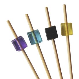 Pincho de Bambú Cubo Colores 7cm (100 Uds)