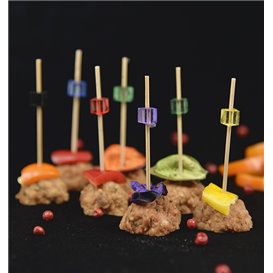 Pincho de Bambú Cubo Colores 7cm (100 Uds)