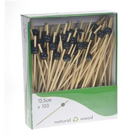 Pinchos de Bambú Decorado "Big Ball" Negro 12,5cm (100 Uds)
