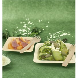 Plato de Madera Cuadrado 9x9cm (25 Uds)