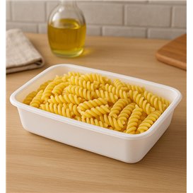 Tarrina Rectangular PP Blanca 500ml 17,4x11,6x3,5cm (25 Uds)