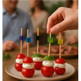 Pincho de Bambú Cubo Colores 7cm (100 Uds)