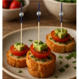 Pincho de Bambú Azul/Plata 10cm (100 Uds)